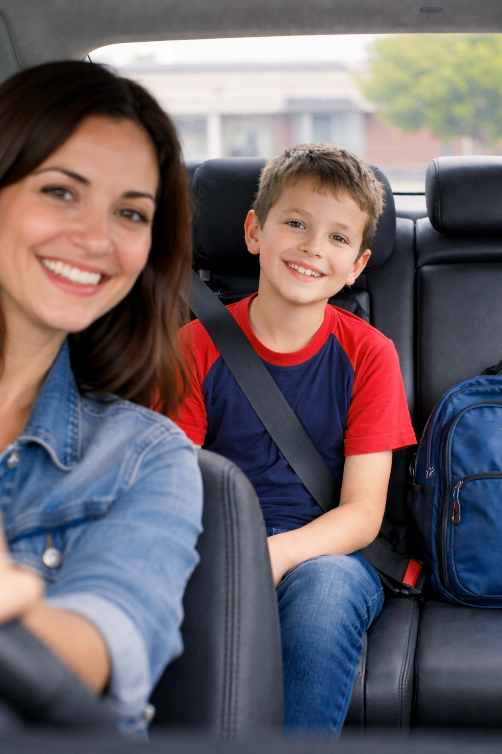 mom and child in car